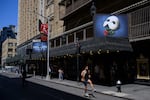 The Phantom of the Opera marquee is shown above on April 13, 2023, at the Majestic Theater in New York City. The final performance will be on Sunday, April 16.