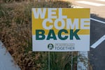 Portland Public Schools welcomes students back to classes with signs all around the school.