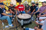 Drummers gather to perform and socialize at the Phoenix Indian Center’s Social Powwow and Gourd Dance.