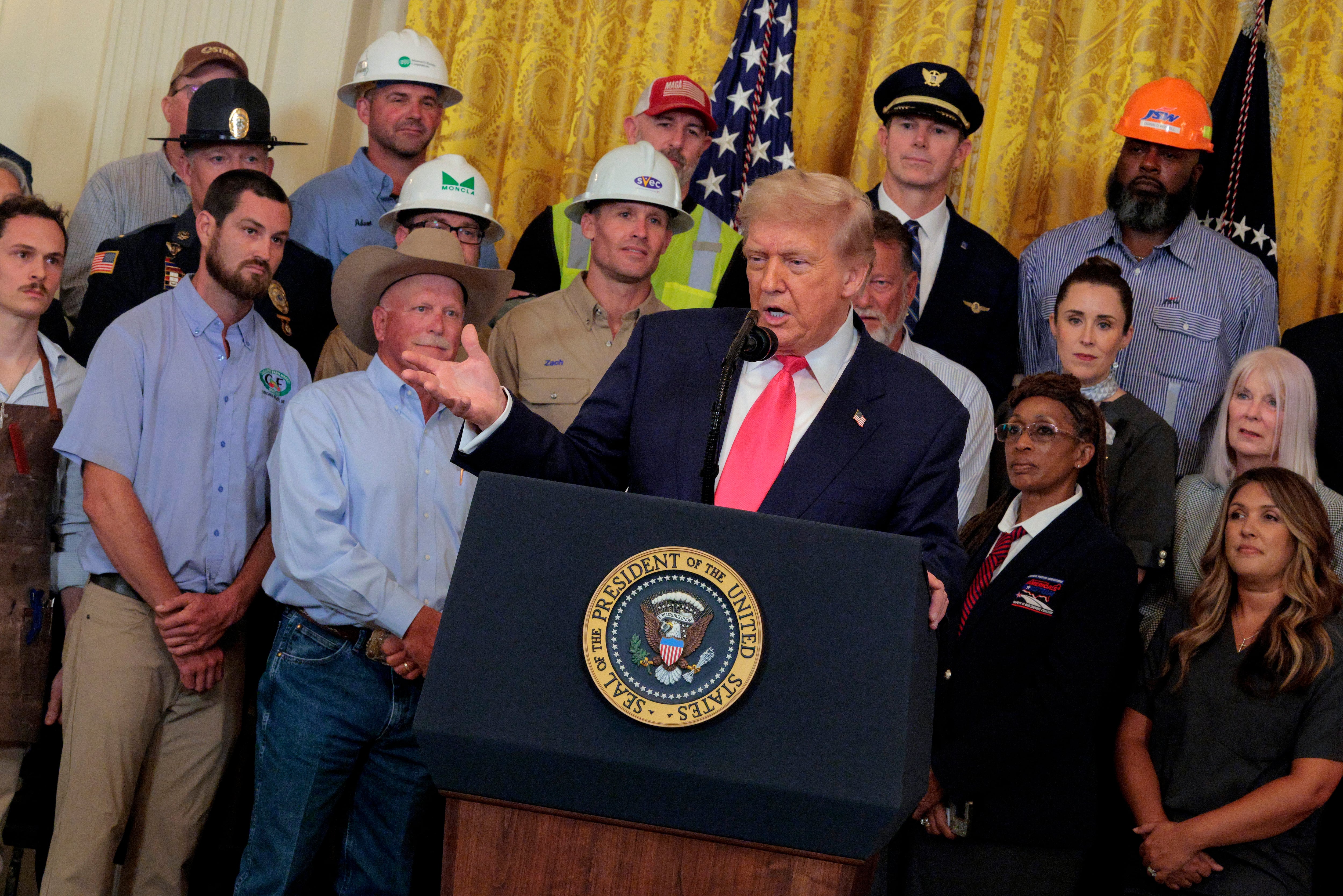 President Trump delivers remarks as he hosts a