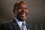 Republican presidential candidate Ben Carson speaks during a news conference before a campaign event at Colorado Christian University on Oct. 29, 2015 in Lakewood, Colo.