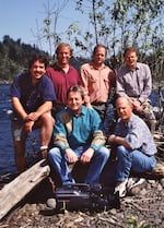 Steve Amen with the "Oregon Field Guide" crew in the 1990s