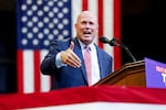 Matthew Whitaker, Trump's pick as ambassador to NATO, speaks during a Trump rally at Montana State University on Aug. 9, in Bozeman, Mt. 