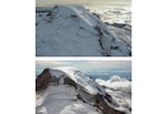 The summit of Washington's Mount Baker, 17 years apart: Aug. 29, 2004, (above) and Aug. 28, 2021 (below).