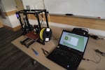 A 3-D printer at the Eugene library Maker Hub.