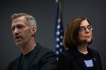 A photo illustration of Portland Mayor Ted Wheeler and Oregon Gov. Kate Brown.