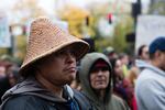 Tiwani Sahme wears a Columbia river cedar hat. Sahme participated in the protests at Standing Rock along with other members of the Warm Springs canoe family. Sahme says he will use the lessons he learned there to fight plans for a Nestle bottled water facility in the Columbia Gorge.