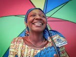 Néema Byanyira, 25, a mom of three, is rarely without her umbrella when she's on the move. She brings it to market, to church and to visit her sister.