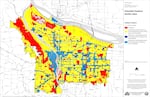 Under the proposed code changes, shelter providers who want to place outdoor shelters in the blue areas would be able to do so without getting special permission from the city.