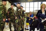 Military police from the Massachusetts National Guard on their first day of duty at Boston's Logan International Airport on Oct. 5, 2001. Several thousand National Guard troops were called up around the U.S. to ensure airport security in the wake of the 9/11 attacks.