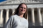 Becky Pepper-Jackson, 15, poses Sunday for a photograph outside of the U.S. Supreme Court in Washington.