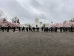 Oregon State Police clear protesters from the state Capitol building grounds on Sunday, March 28, 2021.