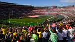 Fans stand for the national anthem before the Rose Bowl NCAA college football game in 2020.