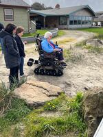 Earlier in 2023, 82-year-old Alice Yates took the new chair for a test drive on the beach in Manzanita. 
