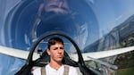 Fox Gossett makes his first solo flight in a glider above his hometown of Hood River, Ore.