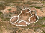 One outline of a footprint discovered in the restaurant courtyard.