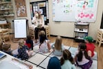 Small Wonders owner Allison Morton teaching a kindergarten class on Nov. 2, 2021. Due to staffing issues, Morton has had to take on teaching full-time this year, in addition to her other duties.