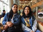 Berta Velasquez, left, and her daughter Leslie Velasquez of College Place, Wash., in the library at Concordia University in Portland, Ore., Tuesday, July 30, 2019.