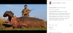 A screenshot of an Instagram post before it was taken down. It pictures Eastern Oregon outfitter and rancher James Nash with a hippopotamus he shot on a hunting excursion to Africa.