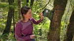 “It would be very unlikely for something that lives here that makes noise not to make a noise in that time,” says Leila Duchac, a graduate student researcher at Oregon State University, about the use of digital recorders in the forest.