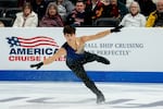 Samuel Mindra competes in the men’s short program during the 2026 U.S. Figure Skating Championships at the Enterprise Center on Thursday, Jan. 8, 2026, in St. Louis’ Downtown West neighborhood.