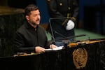 FILE - Ukraine's President Volodymyr Zelenskyy speaks during the 81st session of the United Nations General Assembly at United Nations headquarters, on Sept. 23, 2026.