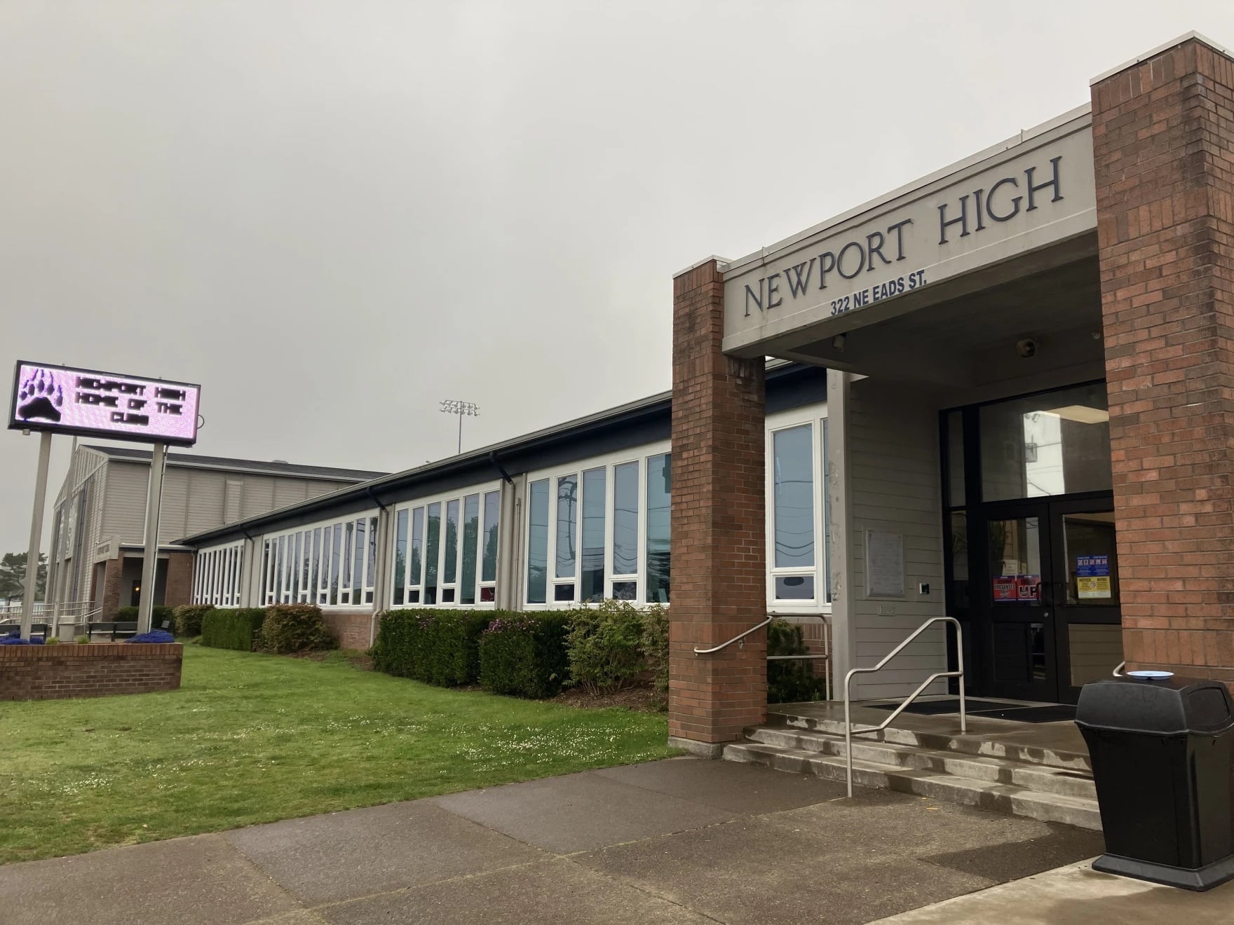 If the bond passes, the district says it would build a new auditorium at Newport High School, seen in this May 2, 2025 photo.