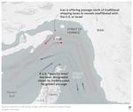 The image above shows the Strait of Hormuz and its traditional shipping routes and northern routes that Iran has opened to vessels unaffiliated with the U.S. or Israel.