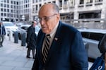 Rudy Giuliani arrives at the federal courthouse in Washington, D.C., on Wednesday for a trial to determine how much he will have to pay two 2020 Georgia election workers who he falsely accused of fraud.