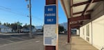 The bus stop in downtown Enterprise for the summer shuttle that runs to Wallowa Lake from downtown Enterprise.  According to our driver, it’s filled with tourists during the summer season but many locals don't know about it.