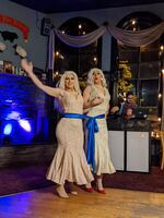 Drag queens Jenna Saisquoix and Bleu Dinah perform a number together during a May 2022 Bleuprint show in Ashland, Ore.