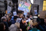 National Health Service workers and supporters gather outside Downing Street to protest during the second day of strike action by NHS nurses on Dec. 20 in London. For the first time in its history, the Royal College of Nursing called its members out on strike in England, Wales and Northern Ireland, over pay and conditions.