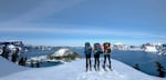 Three adventurous skiers about to circumnavigate Crater Lake.