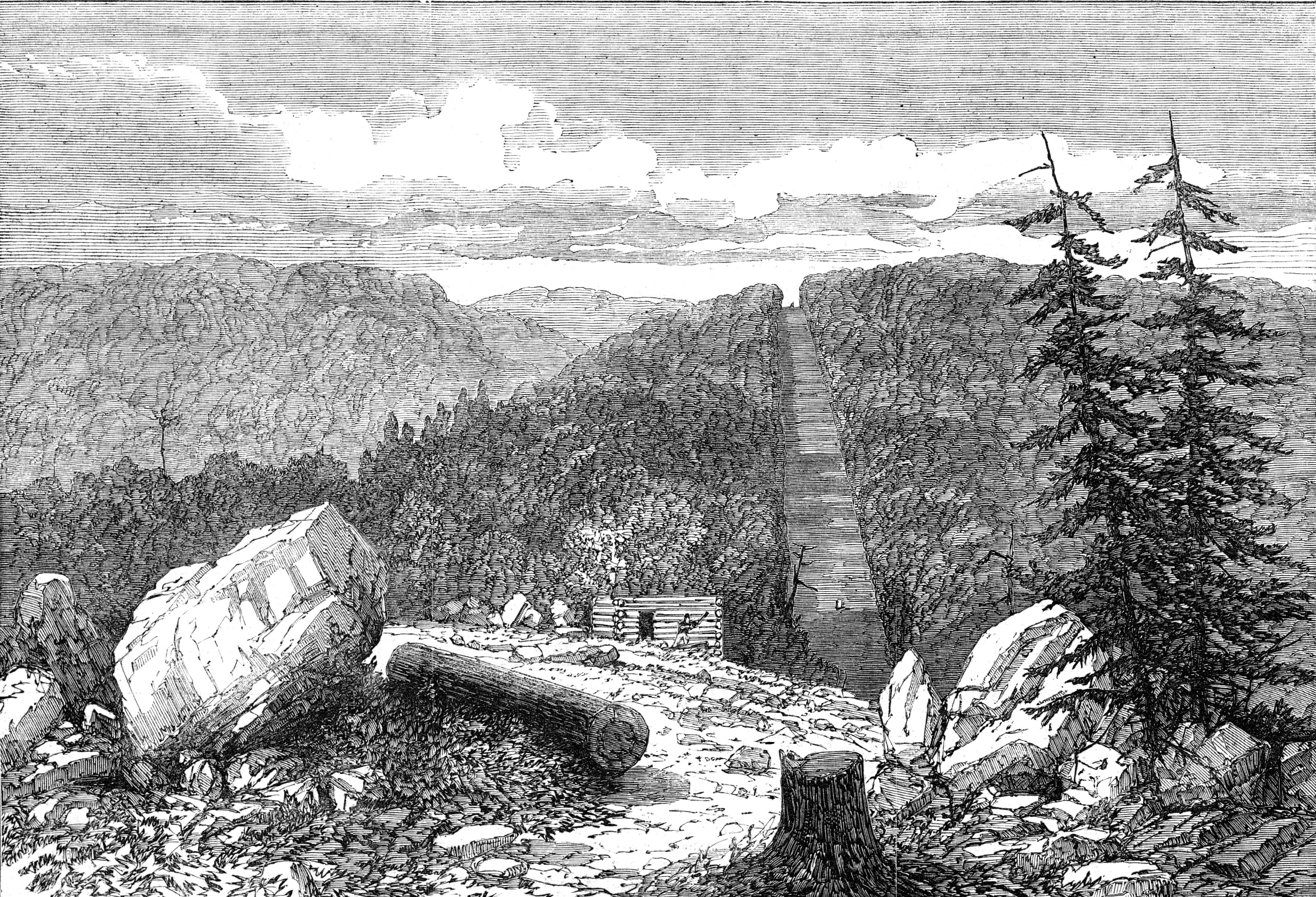This 1861 illustration shows the boundary line between the United States and Canada.