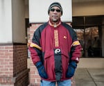 Ted Wiles, a client of the No Limits Food Pantry, stands in line as the organization distributes food to those in need.