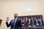 Former Justice Department special counsel Jack Smith takes an oath before the House Judiciary Committee at the Capitol in Washington, Thursday, Jan. 22, 2026.