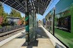 Marty Valentine missed his tightly choreographed transit speedrun connection at the SE Park Ave MAX station when the #33 bus was a few minutes late. The station is seen here on Nov. 8, 2025.