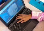 Fern Hill Elementary School student works on a computer math program in Forest Grove, Ore., Nov. 9, 2023.