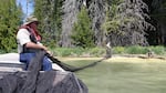 ODFW technicians set trap nets in Diamond Lake.