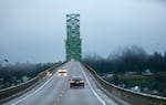 FILE - The Astoria-Megler Bridge, southbound towards Astoria, Ore., on Aug. 11, 2024. The bridge carries Highway 101 across the Oregon-Washington border.