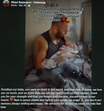 Photo from social media posting of newborn baby Marta of Sgt. Misha Varvarych, a Ukrainian war amputee and Ira in Lviv Ukraine in January, 2025. Tragically tiny Marta passed away.