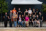 In a provided photo from September 6, 2025, members of the arts advocacy group Portland Arts and Culture for Equity gather at an Oregon Contemporary event. Members include those who have asked the city to use unspent arts tax dollars to help fund local arts programs.