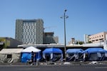 Tents are lined up on Skid Row Thursday, July 25, 2024, in Los Angeles. 