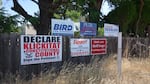 Political signs in Goldendale often reflect Songer’s popularity — and the popularity of his interpretation of a sheriff’s responsibilities — in the conservative farming and ranching community along the Columbia River Gorge.