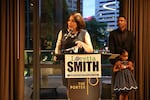 Loretta Smith addresses supporters after learning she will face Jo Ann Hardesty in a November runoff for Portland City Council.