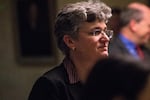 Former congressional candidate Jamie McCleod-Skinner waits for the start of Oregon Gov. Kate Brown's inaugural address at the state Capitol in Salem, Ore., Monday, Jan. 14, 2019.