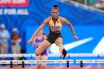 Sydney McLaughlin-Levrone wins a heat in the women's 400-meter hurdles semi-finals during the U.S. Track and Field Olympic Team Trials Saturday, June 29, 2024, in Eugene, Ore.