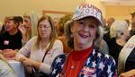 Marilyn Cheney Thomas smiles with a Trump hat at a rally for U.S. Rep. Lori Chavez-DeRemer, R-Oregon, in Oregon City on Oct. 24, 2024.