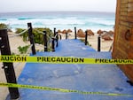 Access to a beach remains closed ahead of Hurricane Beryl's arrival in Cancun, Quintana Roo State, Mexico, on Thursday.