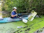 Paul Taylor, pictured on June 22, 2023, has spent the last three years taking trash out of the Columbia Slough. He keeps a spreadsheet: “I’ve pulled out 150 tires, 65 propane tanks, 650 needles, 5,000 cans ... That’s how I fund my operation, with the cans.”